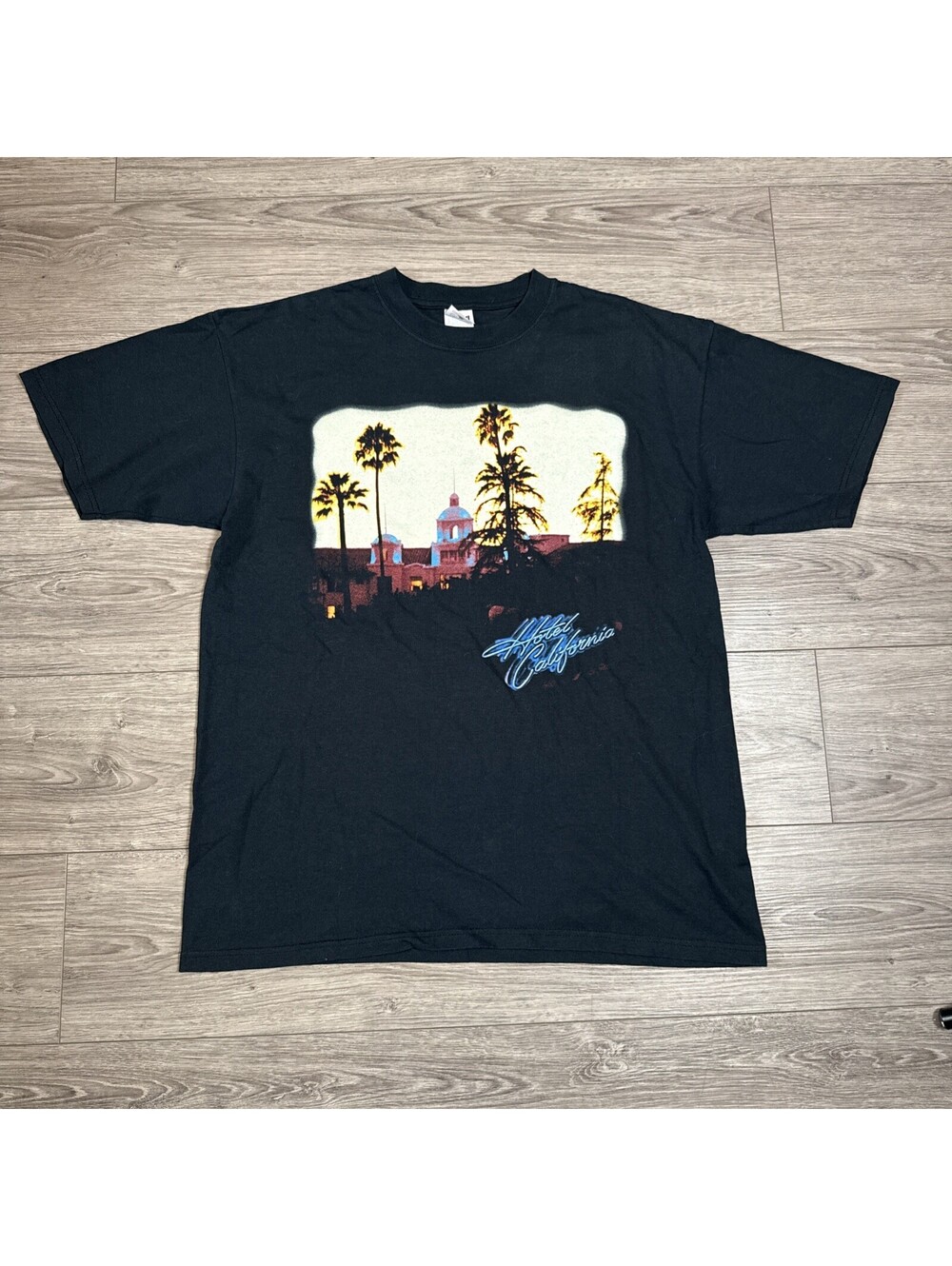 Vintage Eagles Shirt Mens L Black Hotel California Tour 2002 Band T Concert Y2K